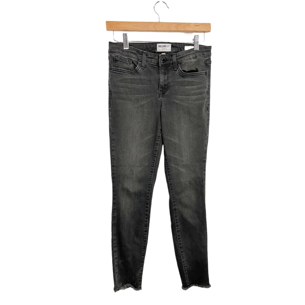 William Rast Black Wash Ankle Skinny Jeans Fringe Bottom Size 26